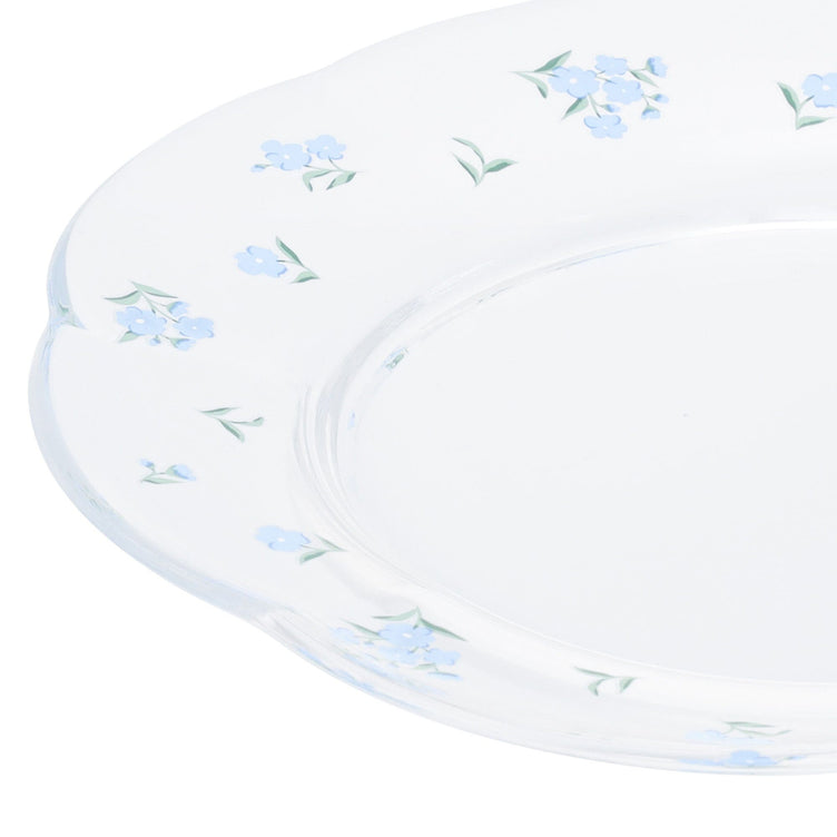 Flower Glass Plate Blue