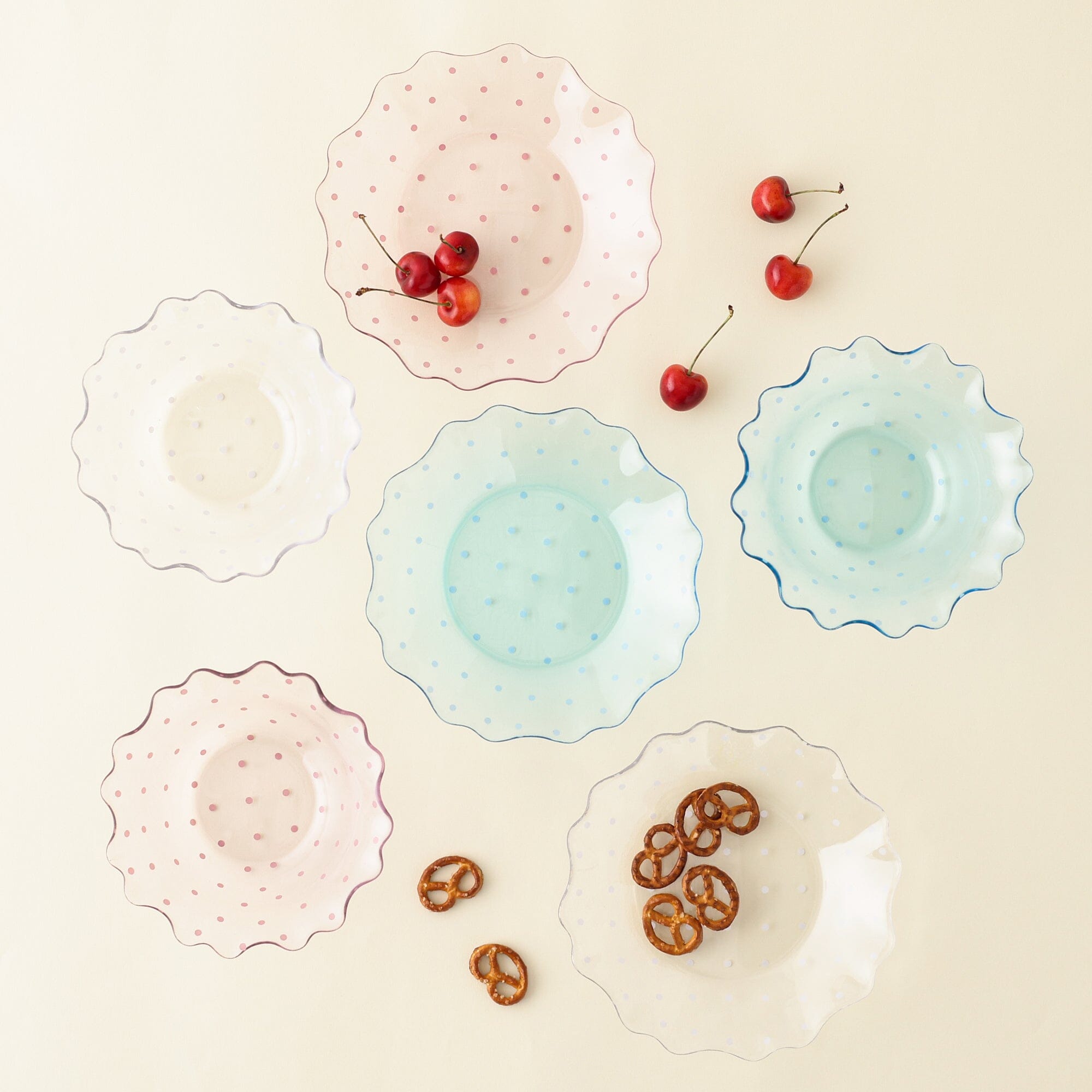 Dot Frill Glass Bowl Pink