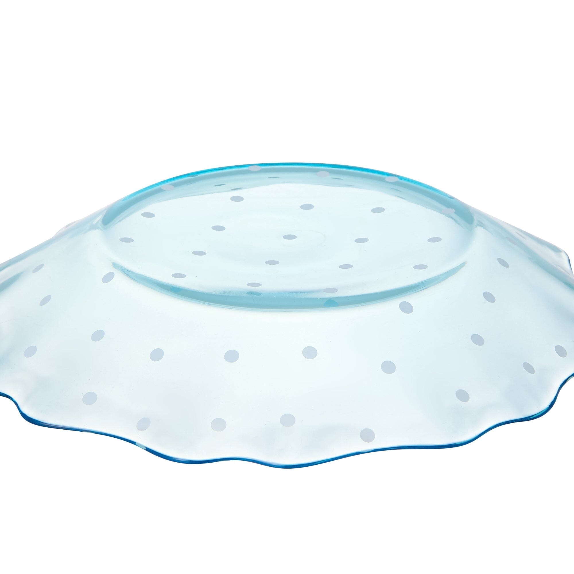 Dot Frill Glass Plate Blue