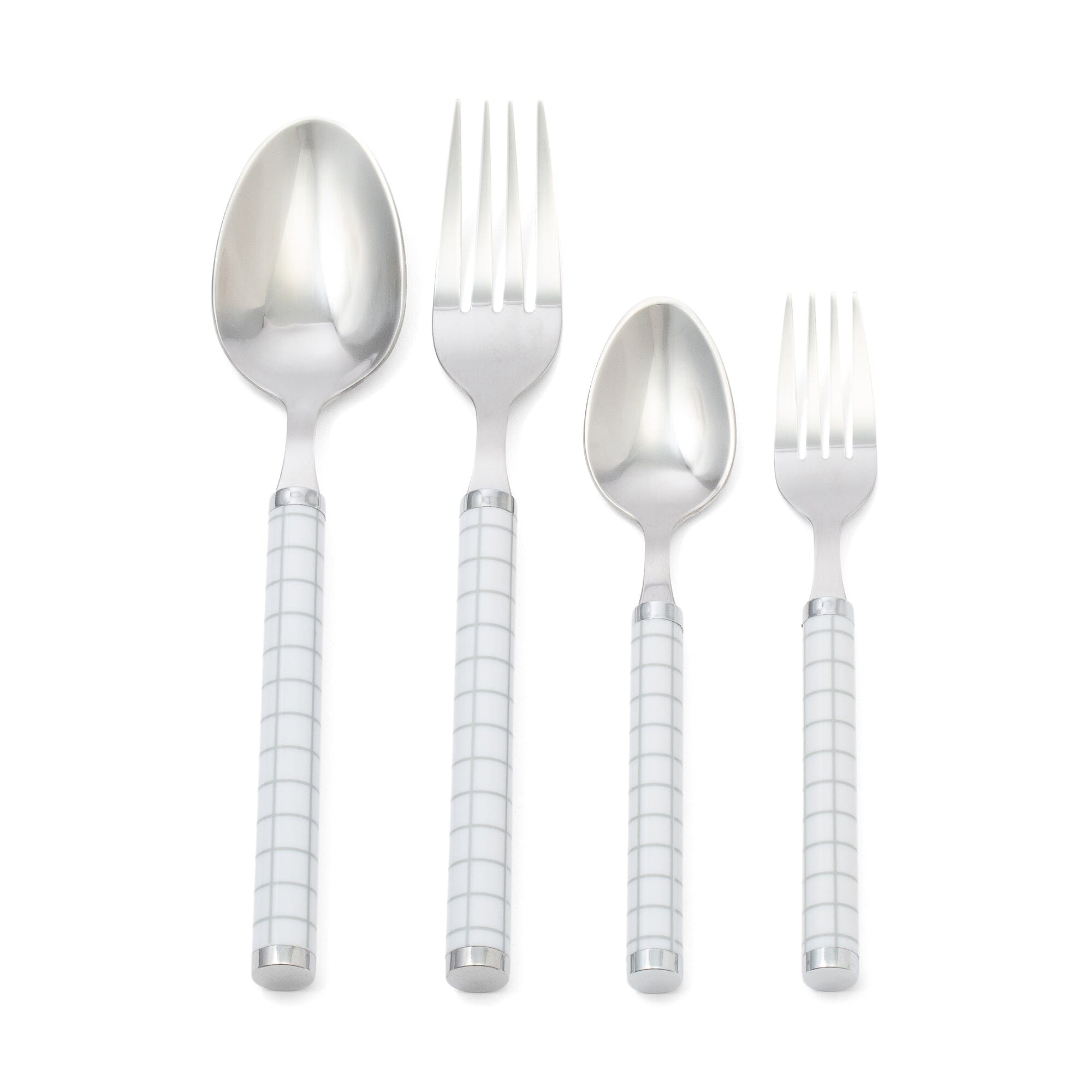 Cutlery Set Of 8 Check Gray