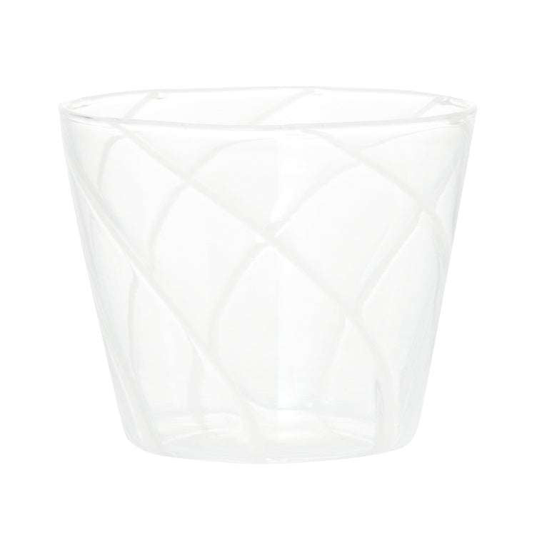 Striped Glass Cup White