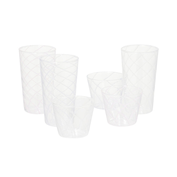 Striped Glass Cup White