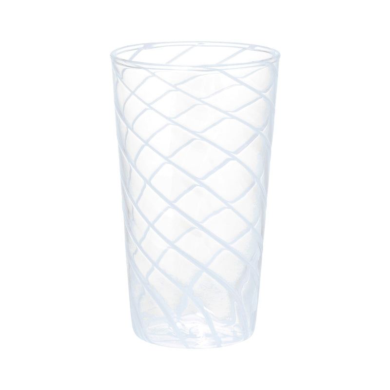 Striped Glass Long Tumbler Blue