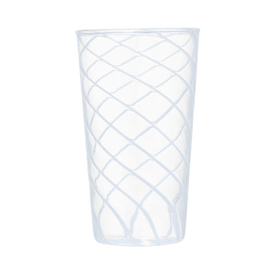 Striped Glass Long Tumbler Blue