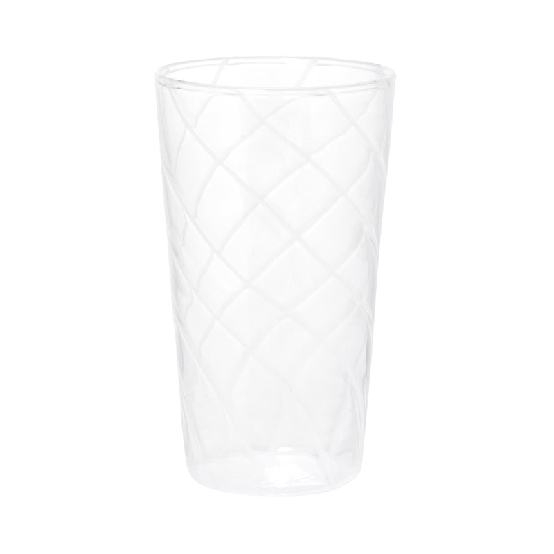 Striped Glass Long Tumbler White