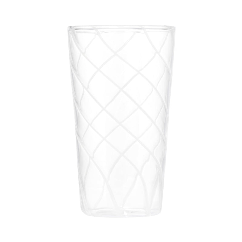 Striped Glass Long Tumbler White