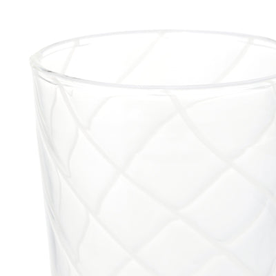 Striped Glass Long Tumbler White