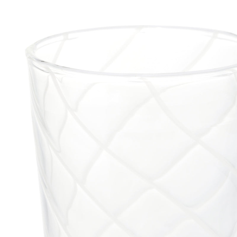 Striped Glass Long Tumbler White