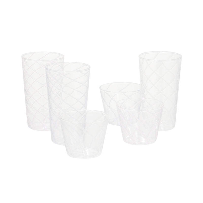 Striped Glass Long Tumbler White