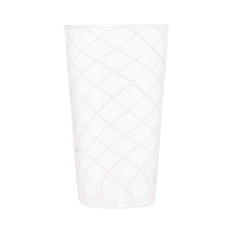 Striped Glass Long Tumbler Pink