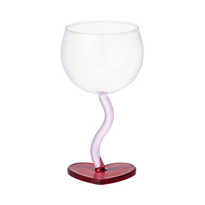 Heart Wine Glass Red