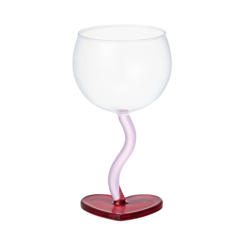 Heart Wine Glass Red