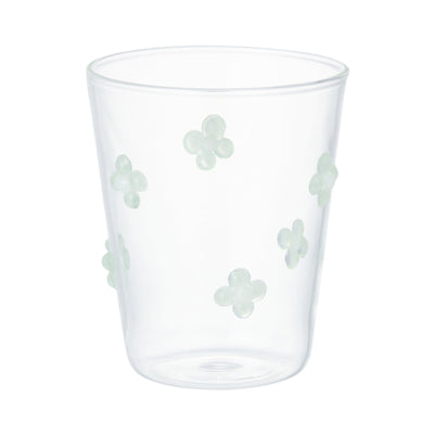 Flower Glass Tumbler Green