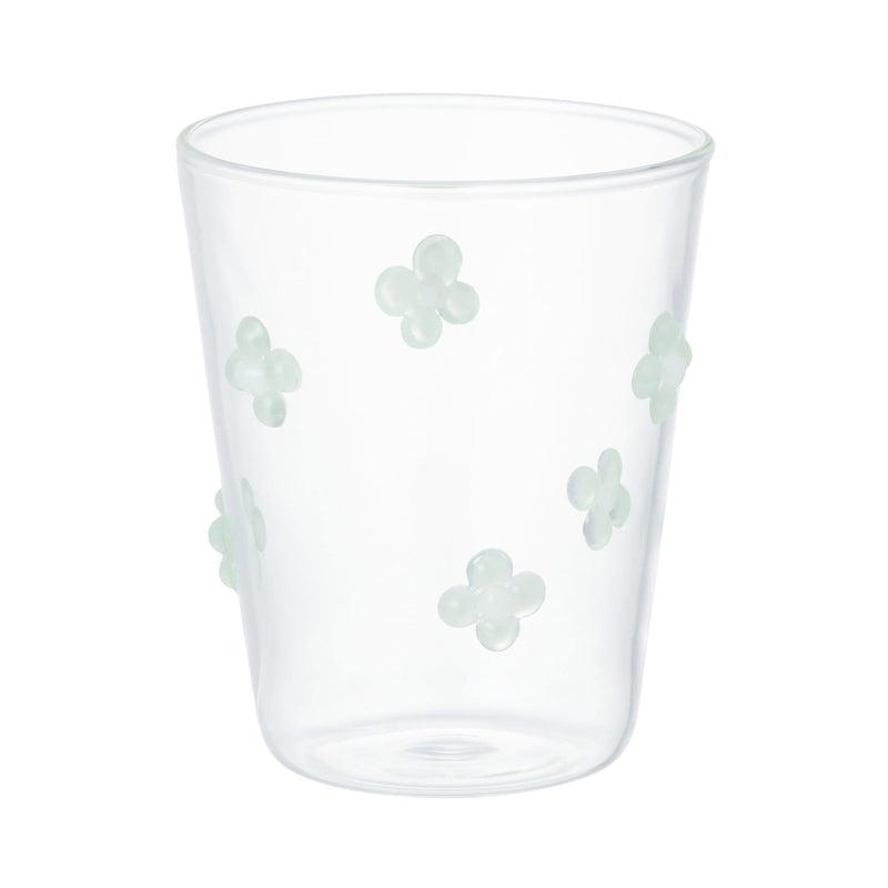 Flower Glass Tumbler Green