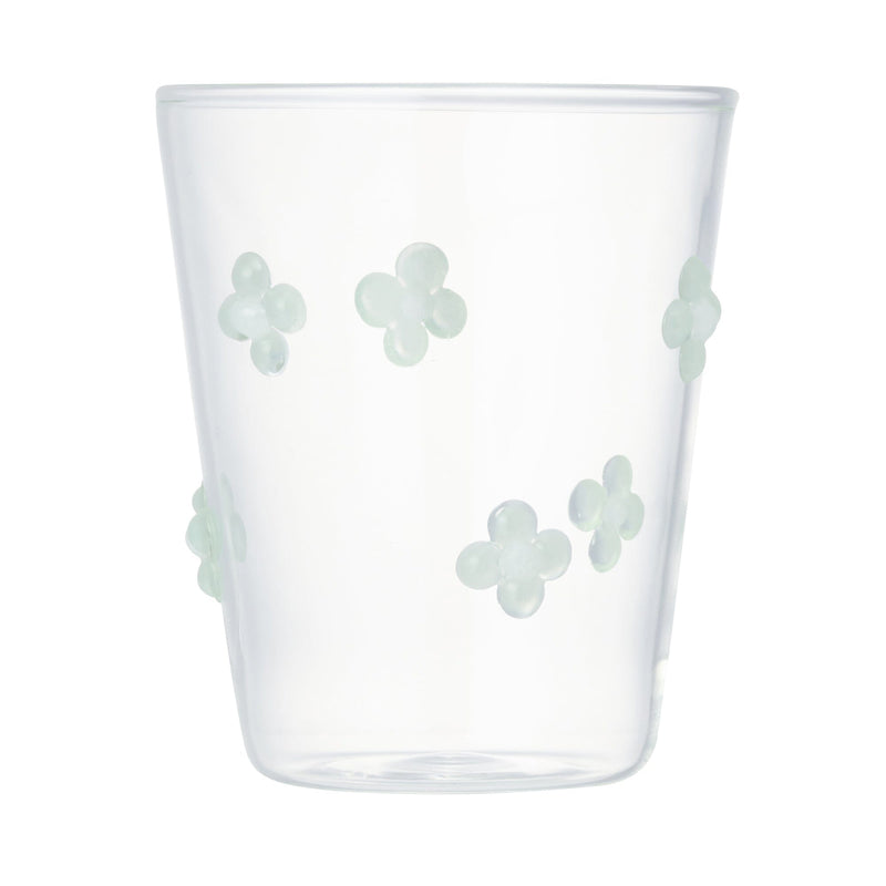 Flower Glass Tumbler Green