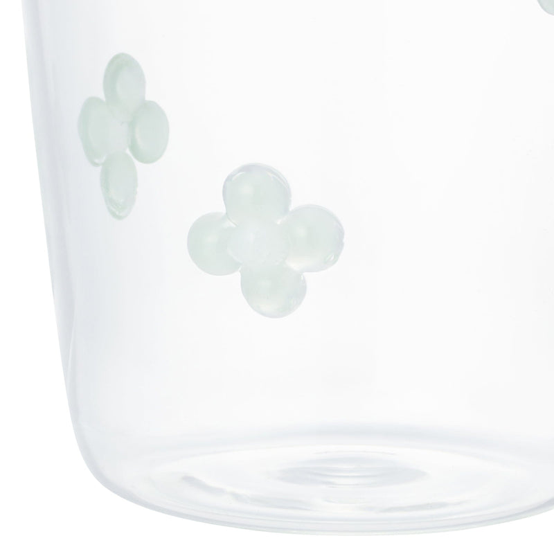 Flower Glass Tumbler Green