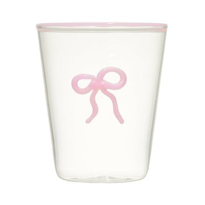 Ribbon Glass Tumbler Pink