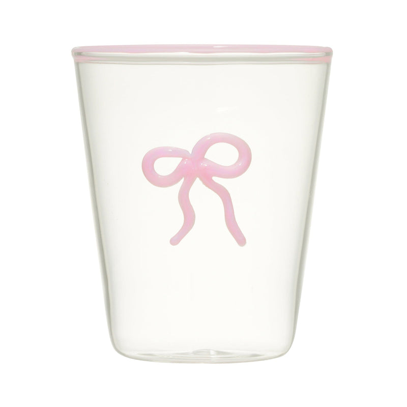 Ribbon Glass Tumbler Pink