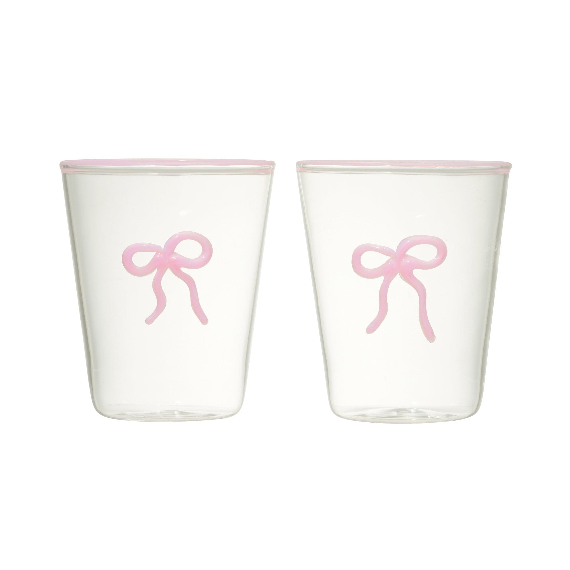 Ribbon Glass Tumbler Pink
