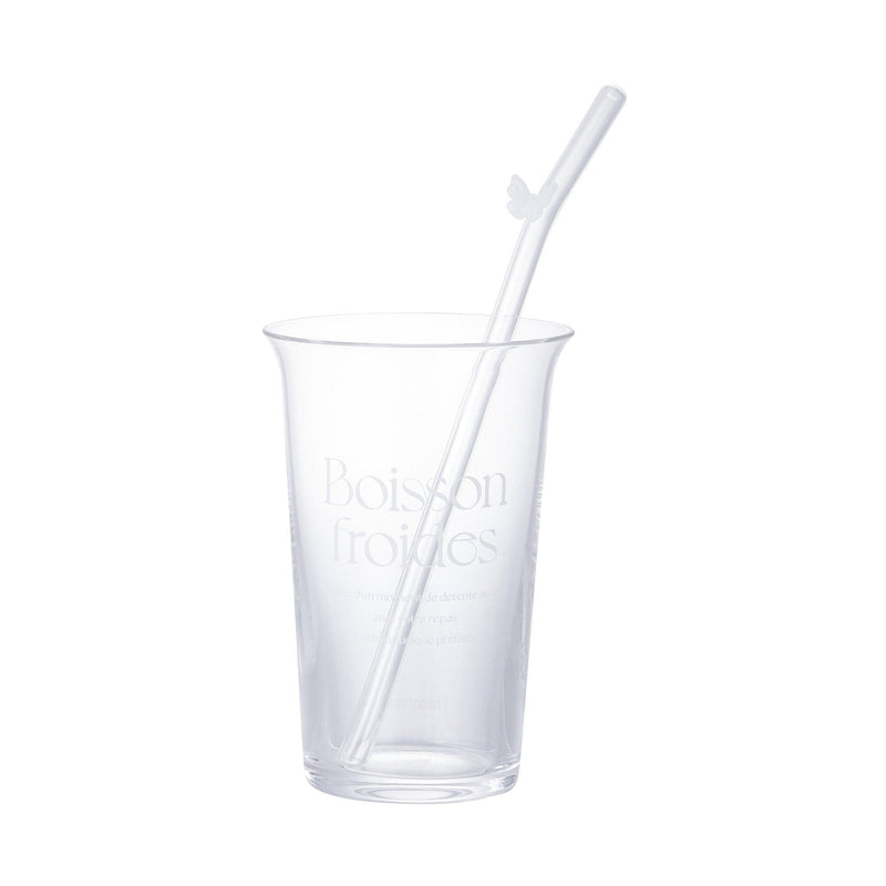 Typo Glass Tumbler With Straw White