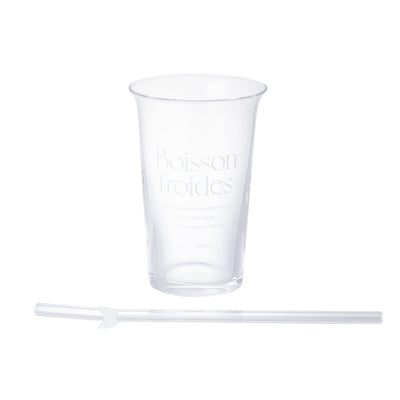 Typo Glass Tumbler With Straw White