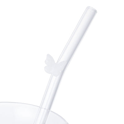 Typo Glass Tumbler With Straw White