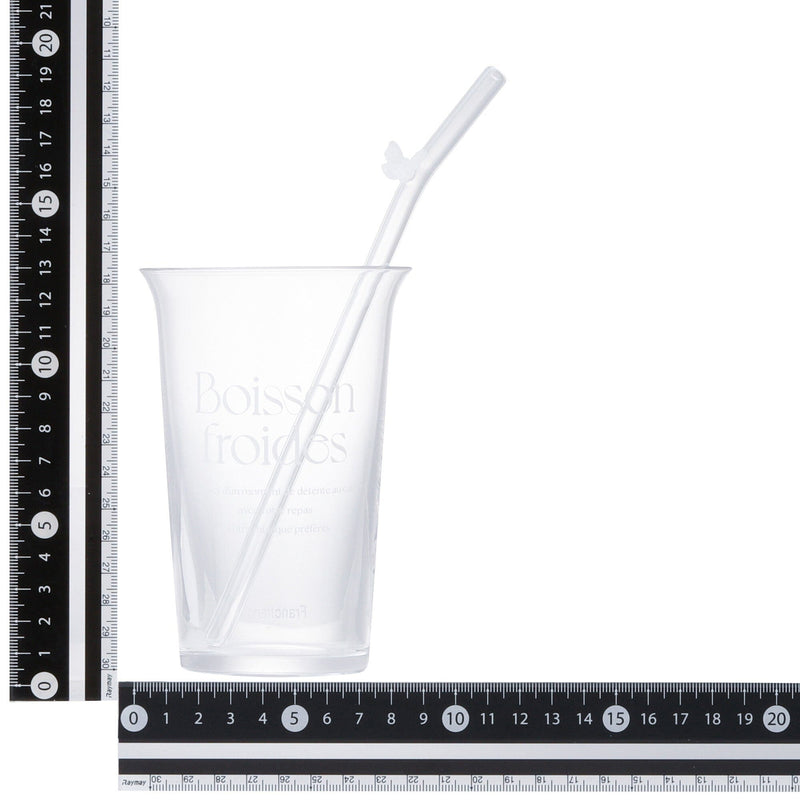 Typo Glass Tumbler With Straw White