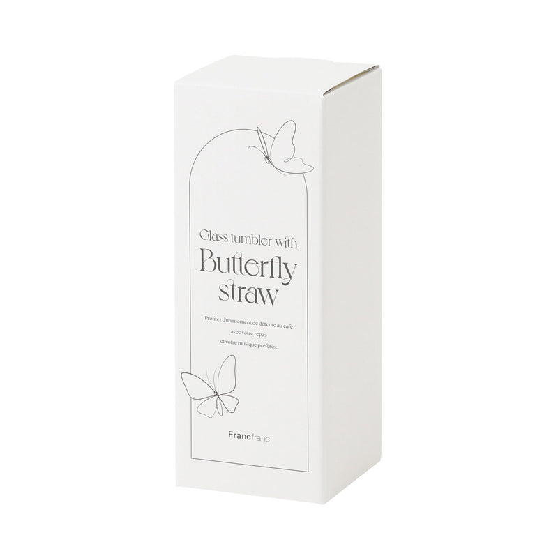 Typo Glass Tumbler With Straw White