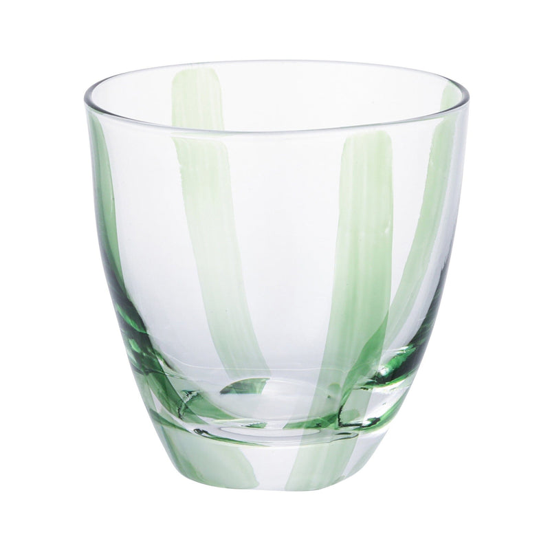 手繪條紋玻璃杯 綠色