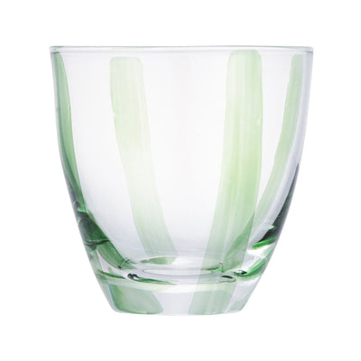 手繪條紋玻璃杯 綠色