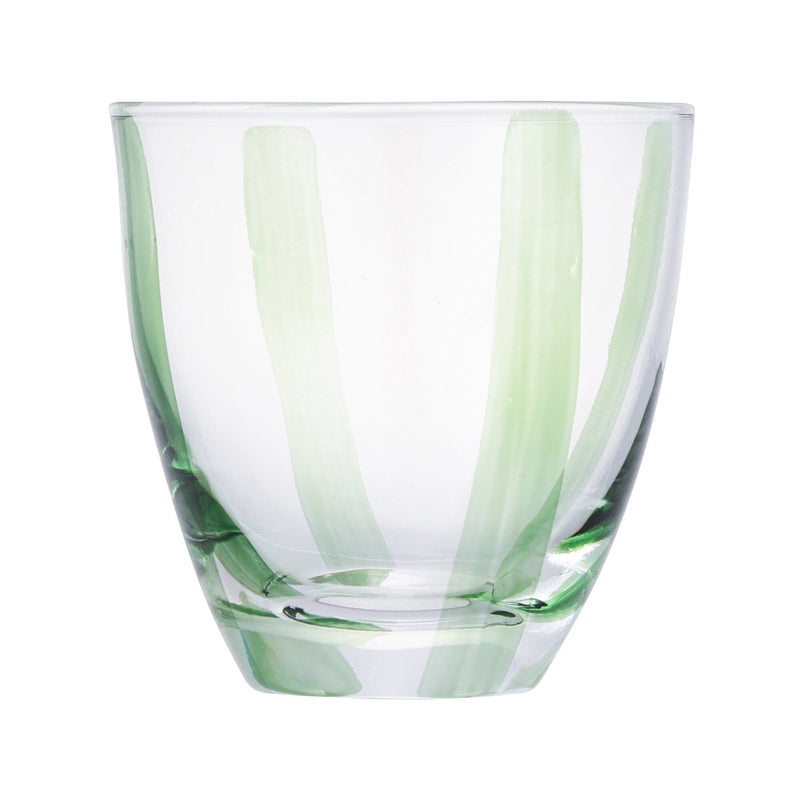 手繪條紋玻璃杯 綠色