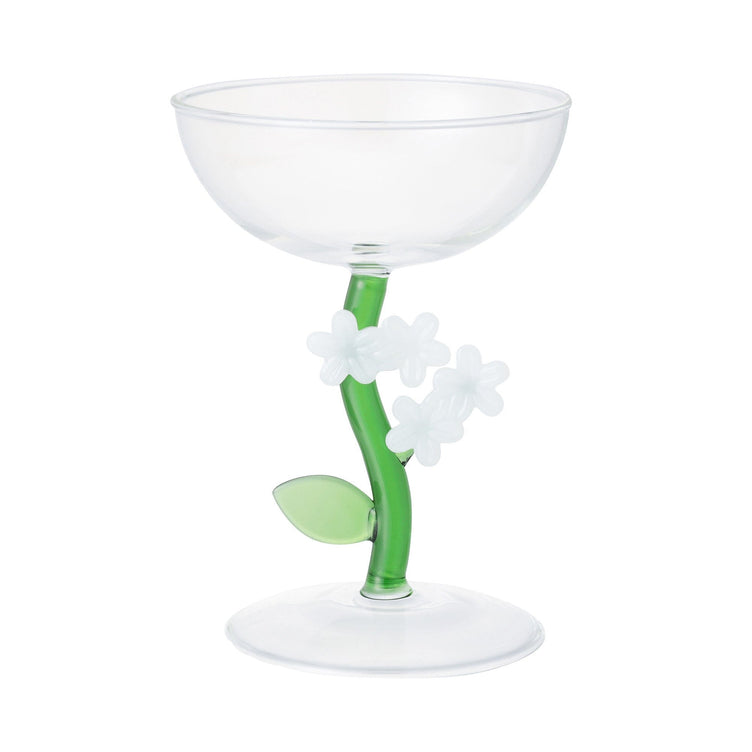 Flower Stem Dessert Glass White