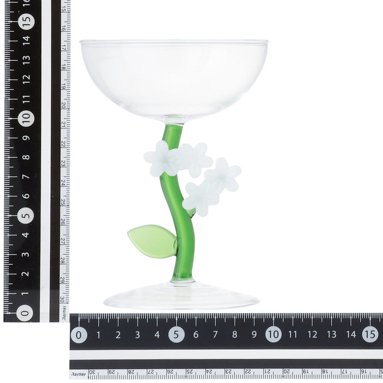 Flower Stem Dessert Glass White