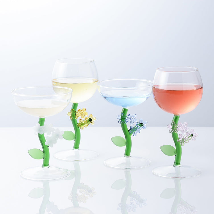 Flower Stem Dessert Glass Pink