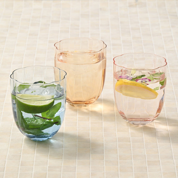 Gradient Flower Glass Tumbler Blue