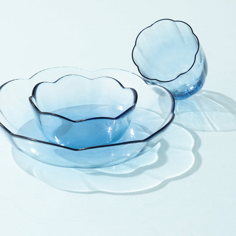 Gradient Flower Glass Tumbler Blue