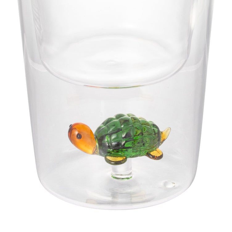 Motif Double Wall Glass Turtle
