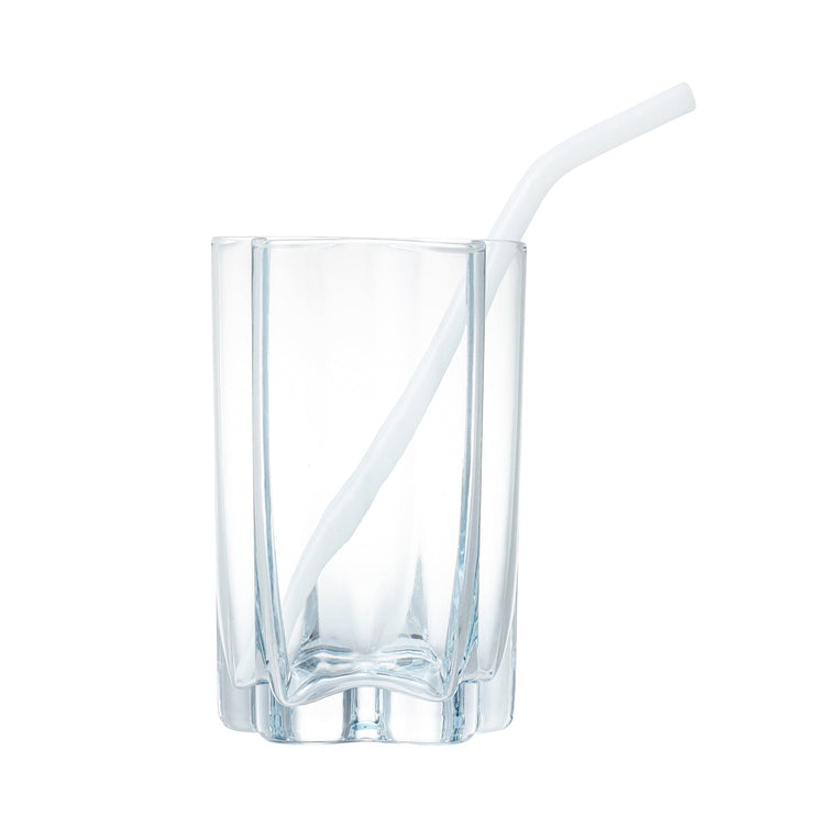 Star Glass Tumbler With Straw Blue