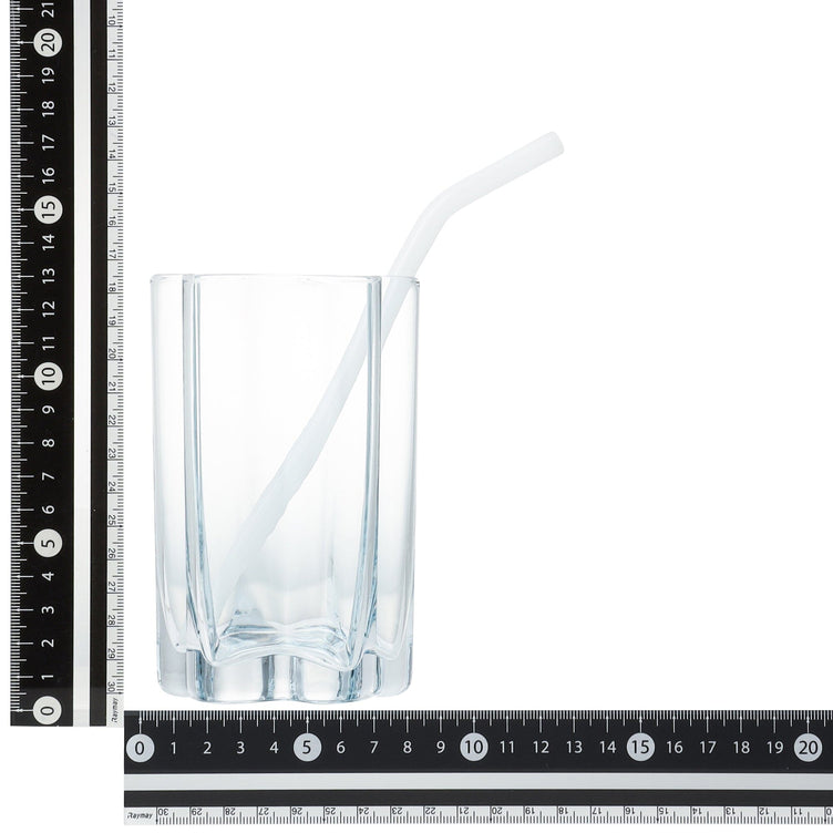 Star Glass Tumbler With Straw Blue
