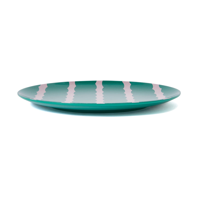 Stripe Melamine Plate Large Green