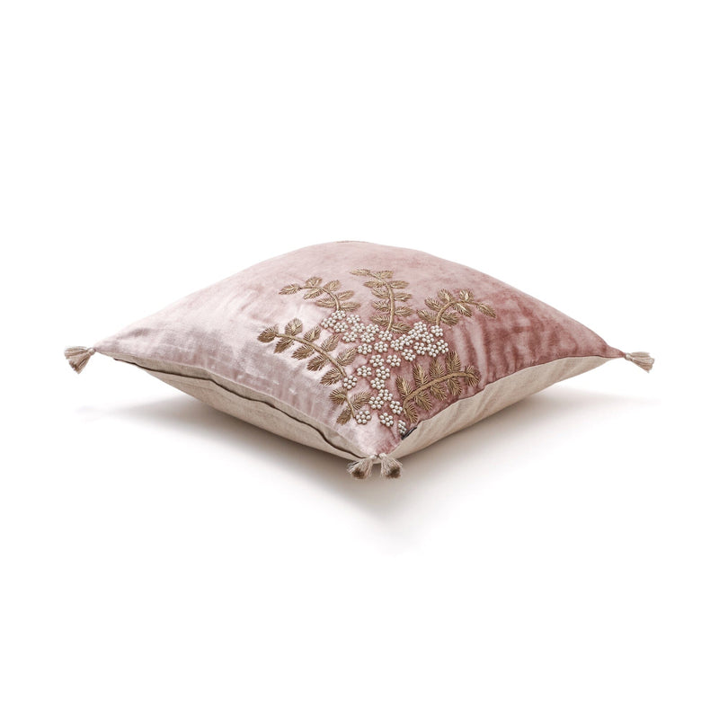 Emb Pearl Cushion Cover 450 X 450 Pink X Gold