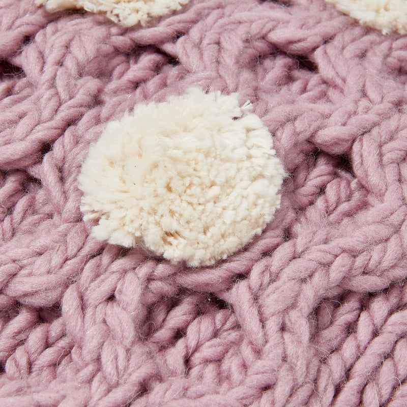 Knit Pom Pom Cushion Cover 450 X 450 Purple