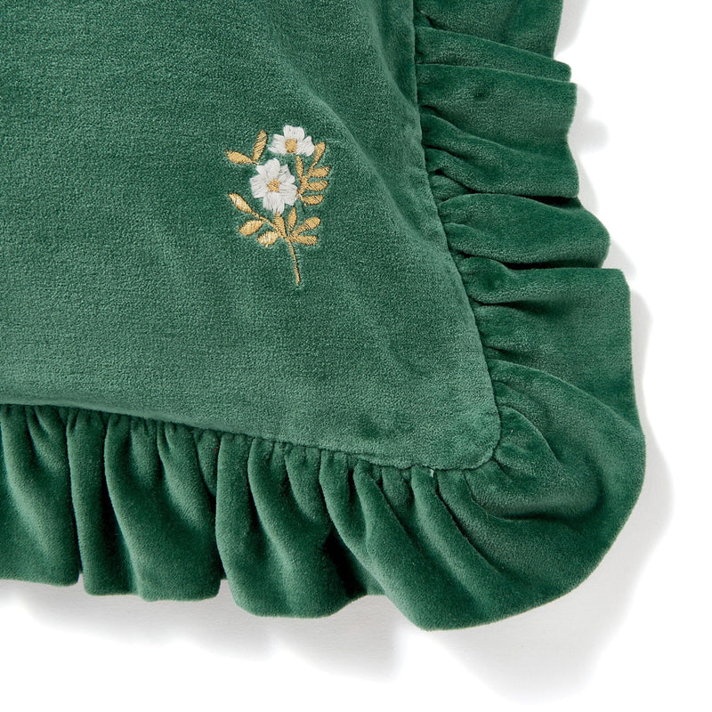 Velvet Frill Cushion Cover 450 X 450 Green