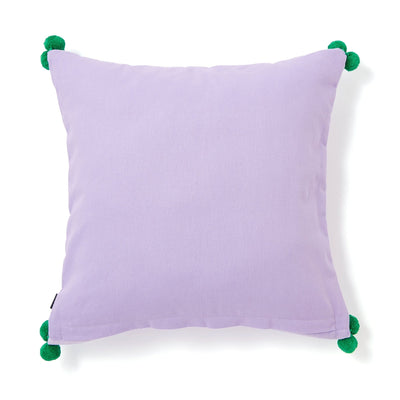 Velvet Pompon Cushion Cover 450 X 450 Purple X Green