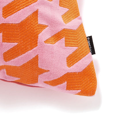Emb Houndstooth Cushion Cover 450 X 450 Pink X Orange