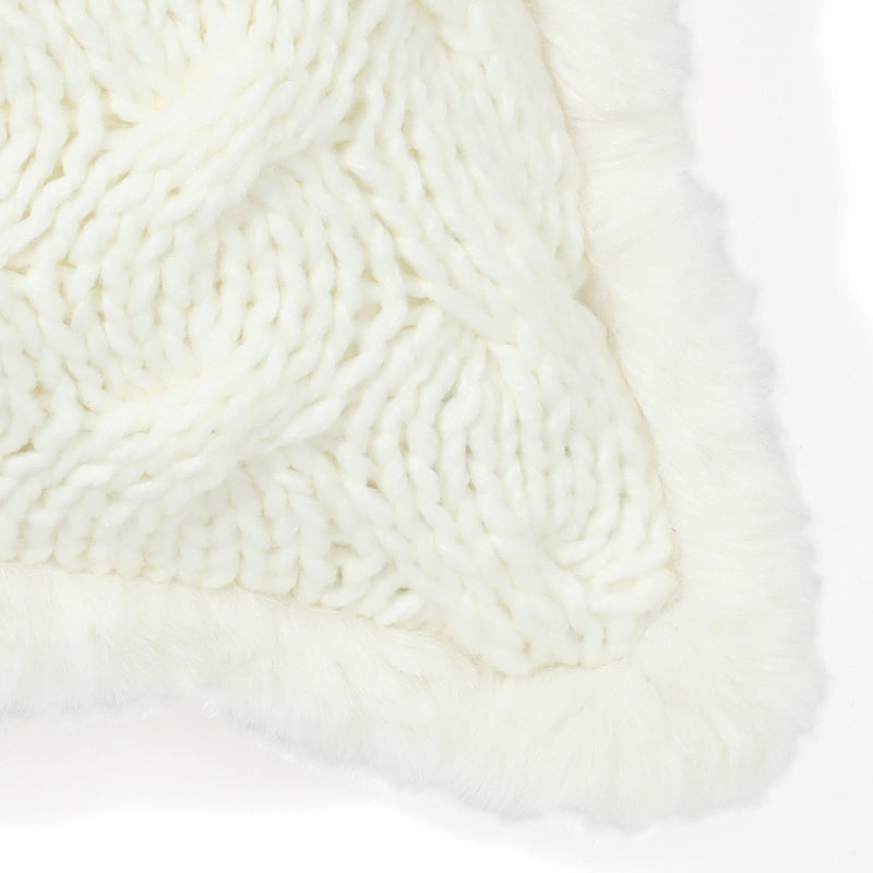 Knit X Fur Cushion Cover 450 X 450 White