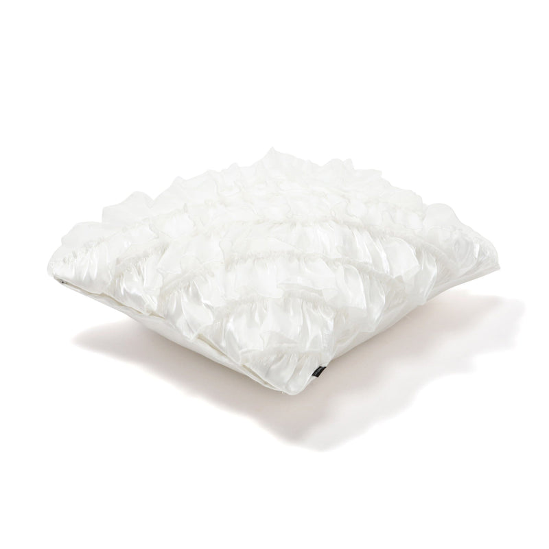 Shiny Frill Cushion Cover 450 x 450  White