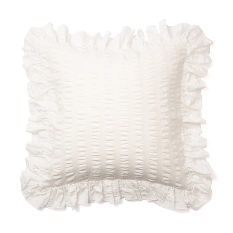 Seersucker Frill Cushion Cover 450 x 450  White