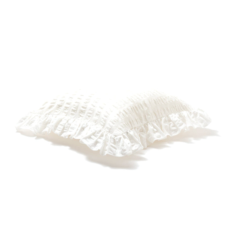 Seersucker Frill Cushion Cover 450 x 450  White