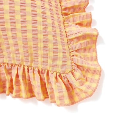 Frill Check Cushion Cover 450 x 450  Orange x Yellow